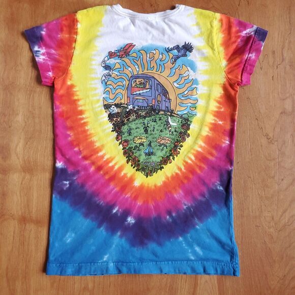Grateful Dead T Shirt Girls M Summer Tour Bus Tie Dye Liquid Blue Modern Tee - Picture 2 of 9